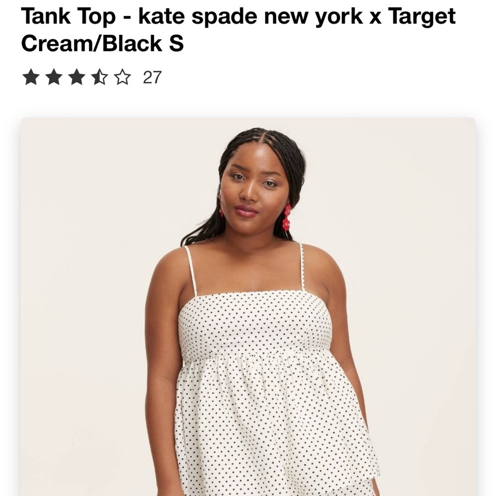 Kate Spade Cream Black Smocked Tiered Tank Top